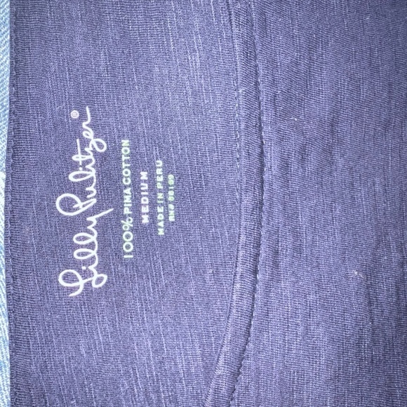 Lilly Pulitzer Dresses | Lilly Pulitzer Solid Blue Pima Cotton Womens size M - Picture 3 of 4